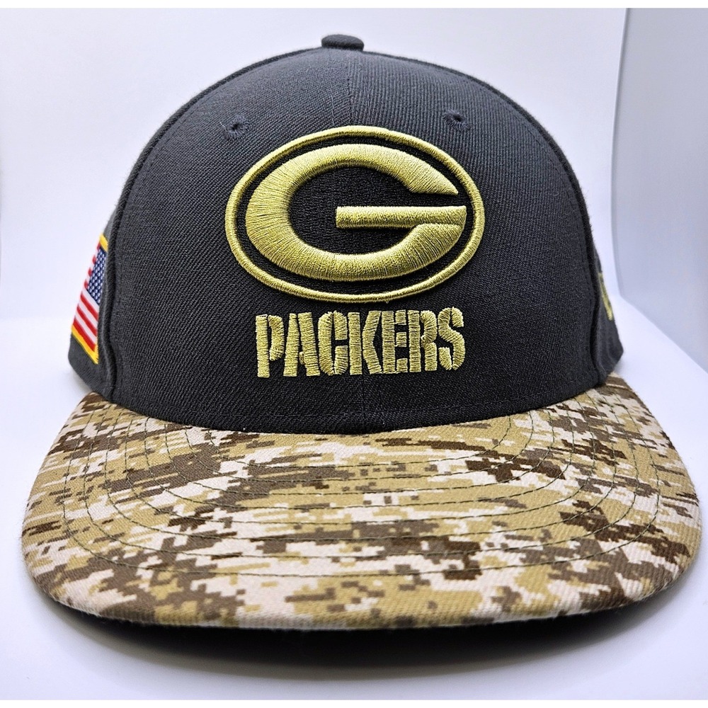 New Era 59FIFTY Green Bay Packers Salute to Service Fitted Hat 7 3/8 Camo Grey